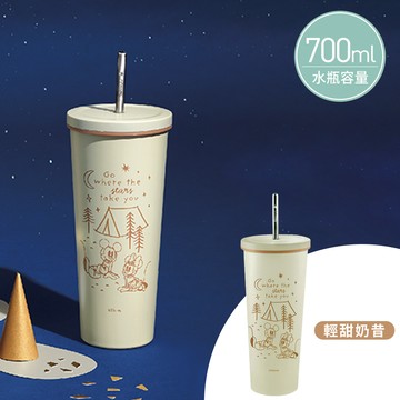 【迪士尼】304不銹鋼真空保溫吸管隨行杯700ML 星空米奇 輕甜奶昔