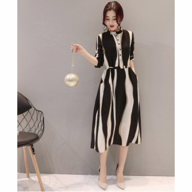 ワンピース シャツワンピ 春夏 膝丈ワンピース 結婚式 ロング 五分袖 ミモレ丈 スタンドカラー 二次会 安い 通販 Lineポイント最大1 0 Get Lineショッピング