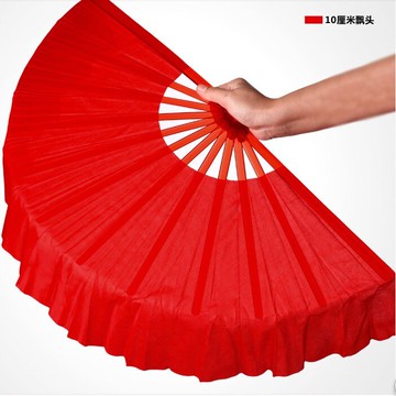 兒童8-10寸曹木蘭塑料舞蹈對扇子大小號單面大紅綠黃玫紅跳舞布扇