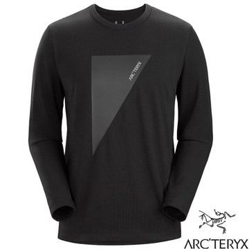 【ARCTERYX 始祖鳥】男 Captive LOGO 輕量透氣快乾有機棉長袖圓領衫.輕薄彈性.吸濕排汗/30224 黑