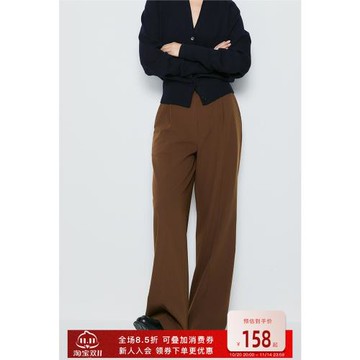 鯨乎直筒西裝褲女2025春夏新款松馳感簡約通勤休閑闊腿褲高腰長褲