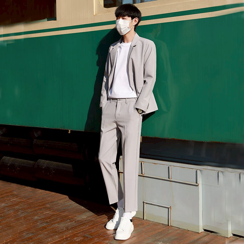 ファッションカジュアルスーツ純色メンズセットアップメンズトップストレンド スモールスーツ2点セット 通販 Lineポイント最大1 0 Get Lineショッピング