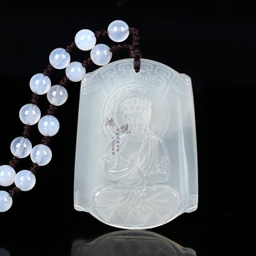 天然白瑪瑙 大日如來菩薩吊墜生肖屬羊.猴守護神本命佛