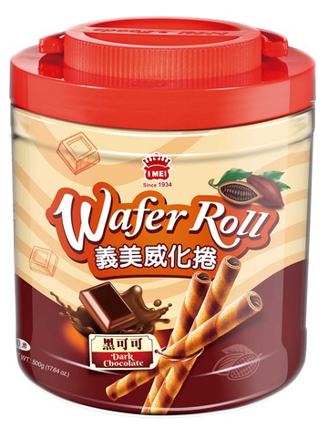 義美 黑可可威化卷桶500g