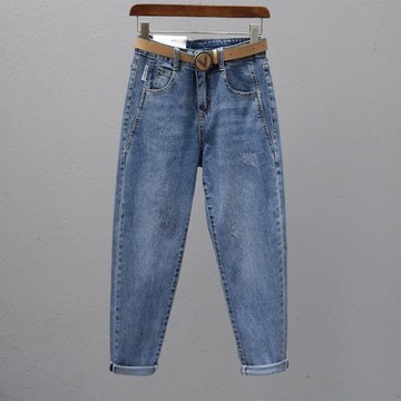 春夏寬松顯瘦牛仔老爹褲女2025歐貨百搭潮流9分蘿卜褲彈力哈倫褲