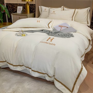 牛奶絨四件套加厚冬季珊瑚絨床單雙面加絨被套法蘭絨面床上三件套