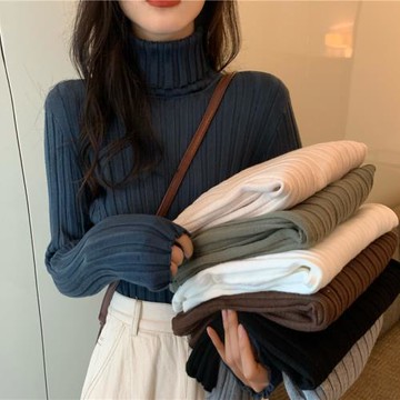 堆堆領針織保暖內搭套頭打底衫