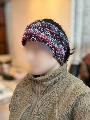 保暖/黑紅雜線配色麻花純羊毛線手工編織保暖絨毛防風髮帶運動頭