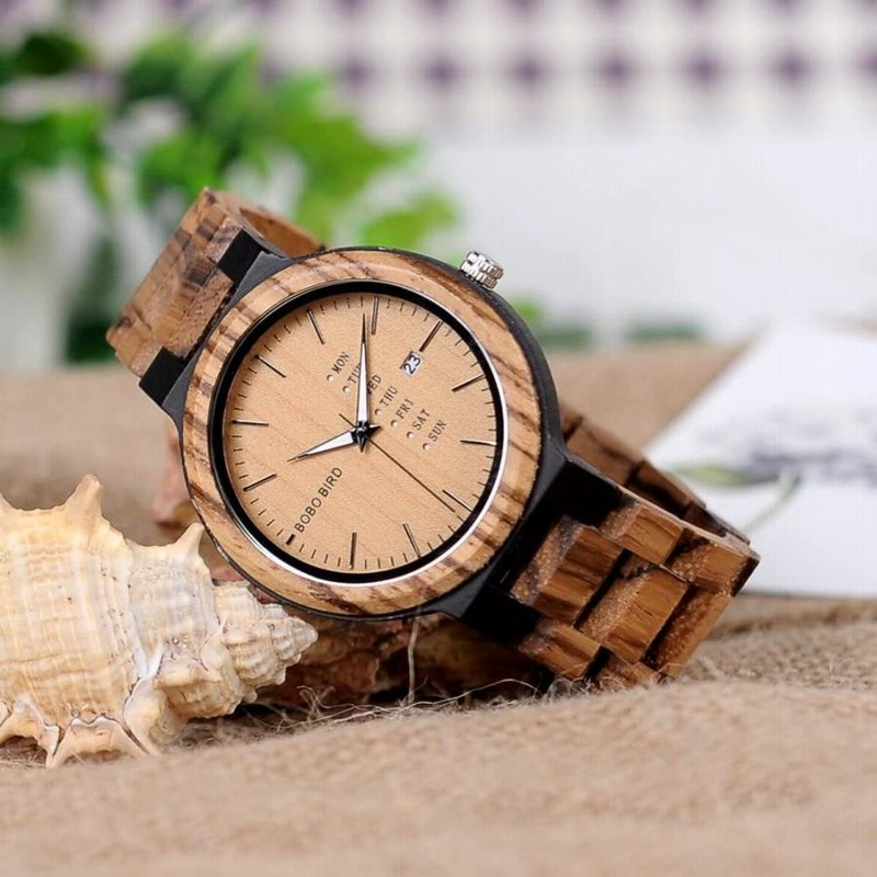 正規販売店】 メンズ木製腕時計アナログクォーツ軽量ハンドメイド  