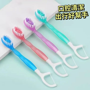 現貨 隔日配 爆珠牙刷 一次性牙籤 一次性牙刷 出差旅行約會便攜式 口腔清潔 五合一 軟毛牙線 牙籤 牙線棒 庫柏醬萌選