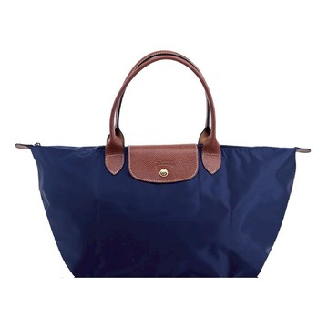 [平輸版]LONGCHAMP LE PLIAGE系列再生尼龍寬版摺疊肩背/手提水餃包(大/海軍藍)真品平輸