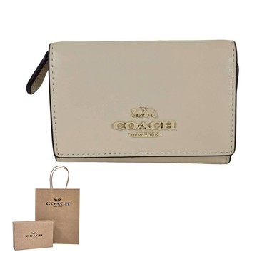 COACH 經典馬車LOGO三折釦式短夾黑色(贈原廠紙袋紙盒)