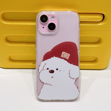 ins風可愛毛線帽小狗適用于蘋果13/14/15/16proMax趣味少女冬日手機軟殼iPhone11/12MINI透明16plus