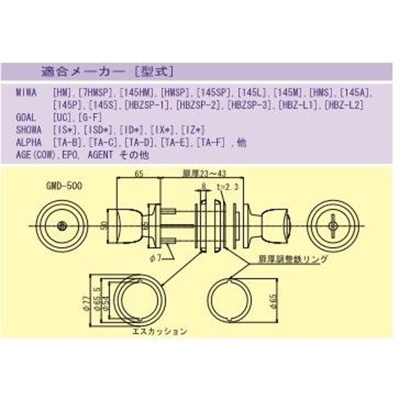 大黒製作所 AGENT ディンプルキー万能取替握玉 箱入 GMD-500 | LINE