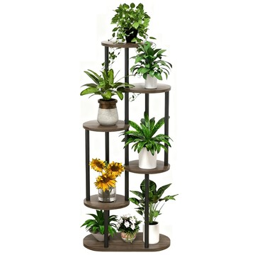 各式花架 【木洸】輕奢風落地式戶外陽台六層綠蘿盆栽鐵藝花架（置物架/花台）