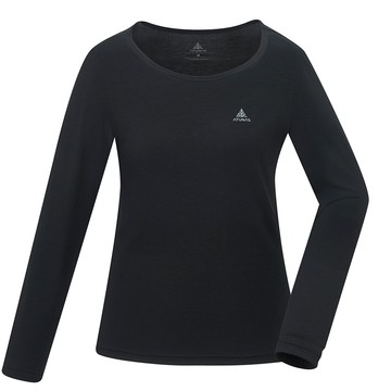 女款石墨烯抑菌蓄熱圓領內著衣(A1UCGZ05W黑/保暖內著/石墨烯內著/登山健行/日常保暖)