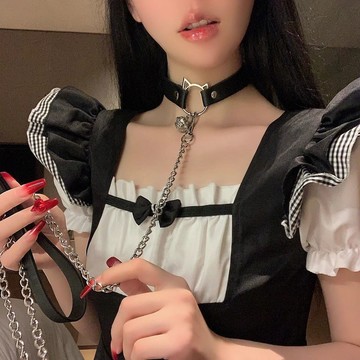 ⚡精心優選⚡爆款貓咪宮廷鈴鐺項圈女頸鍊頸圈choker鎖骨鏈皮質頸環項鍊脖圈1106