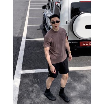 G哥工作室 三條路 超聲波工藝夏季口袋圓領商務休閑短袖TEE半袖