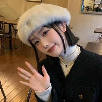 兔毛貝雷帽女秋冬季韓版顯臉小保暖蓓蕾畫家帽日系大頭圍毛絨帽子