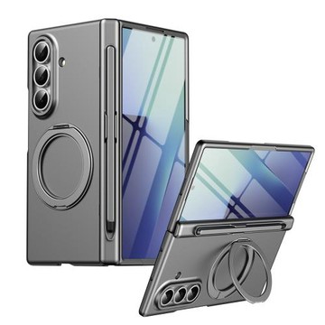 WEELAI適用于三星ZFold7手機殼帶筆360旋轉磁吸支架ZFold6/5/4/3折疊屏深空灰保護套中軸防護殼膜一體防摔殼