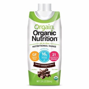 Oral Supplement Orgain Organic Nutritional Shake Creamy Chocolate Fudge Flavor 11 oz. Container Car 1 Each by Orgain