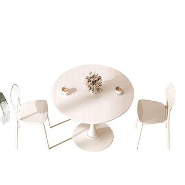 網紅白色北歐風小圓形洽談桌奶茶咖啡店桌椅組合郁金香餐飯桌信希[DD010109]