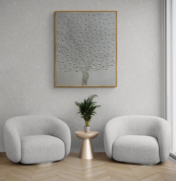 畫布上的抽象灰色樹畫紋理畫客廳牆 Ar