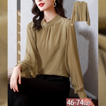 圓領單色抓皺側肩車邊後挖空燈籠袖上衣 M-2XL【122289X】【現+預】☆流行前線☆