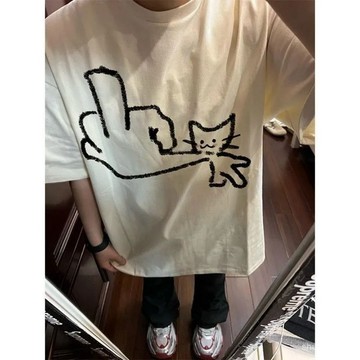 【全店免運 臺灣發貨】小衆美式夏季新款印花趣味創意男女塗鴉ins噁搞T恤短袖百搭上衣