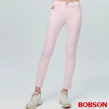 BOBSON 女款中腰繡花色布窄管褲  (8195-12)