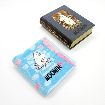 日本丸真 Moomin 方巾書本禮盒 藍_廠商直送