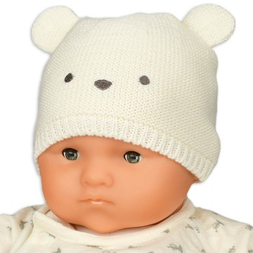 akachan honpo - 嬰幼兒動物針織帽-奶油色