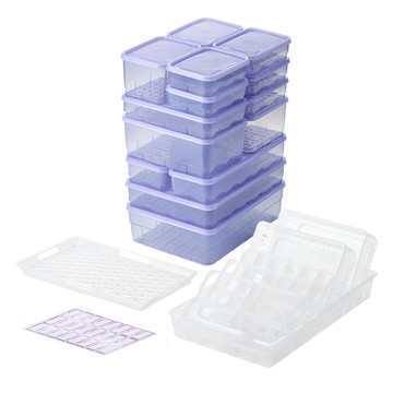 Thx Soyoon 冷凍密封保鮮盒組 透紫色 22個入  冰箱收納保鮮必備，多尺寸選擇，安全無毒材質  1組  22個