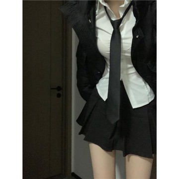 021ope學姐誰能不愛 純欲風辣妹修身收腰白襯衫女彈性顯瘦jk制服