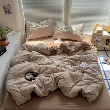 台灣 AGAPE 100%舒柔棉 床包2件組 床墊套 + 枕套  單人  焦糖奶茶