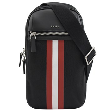 BALLY 6238428 PHIL 金屬LOGO 尼龍單肩後背/胸口包.黑