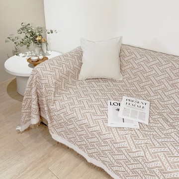 編織沙發布  波希米亞 奶茶格  300 x 180cm  1條