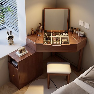 免運 化妝桌 實木梳妝臺 小戶型化妝桌  實木轉角梳妝臺臥室網紅簡約小戶型ins收納翻蓋一體多功能化妝桌 可開發票 全館八折 工廠現貨直銷 新品特價 y9052