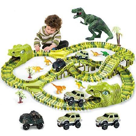 Dinosaur Toys, 260 Pcs Dinosaur Car Race Track Toy with Cars