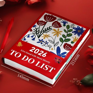 📒2026手帳本📒新年禮物 2026年日程本2026日程本A5每日計劃本花卉日程筆記本高顏值自律打卡記事本定