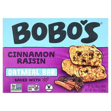 Bobo's Oat Bars, 肉桂葡萄乾燕麥棒，12 根，每根 3 盎司（85 克）