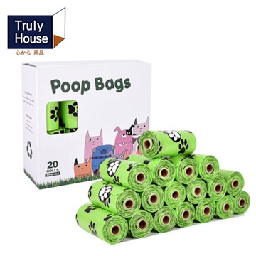 Truly House 環保薰香寵物撿便袋 20卷 腳印花紋 可降解手提垃圾袋 撿屎袋神器