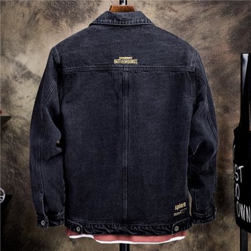 秋季新款牛仔外套胖男裝寬松加肥加大碼胖子男生衣服黑色夾克潮流