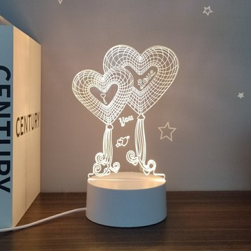 【All Splendid】七彩壓克力燈 雙愛心氣球 3D造型燈 小夜燈 LED燈 月球燈 交換禮物 生日禮【領券滿額再折千11/30止】