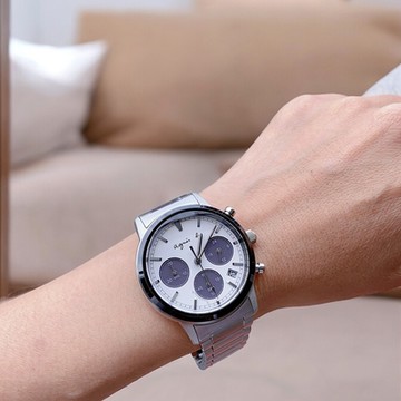 agnes b. 法式熊貓錶 簡約太陽能計時腕錶VR42-KPJ0S(BZ5011X1)40mm