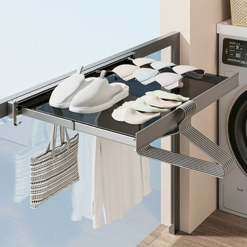 免打孔晾衣網陽臺神器曬衣籃羊毛衫平鋪網兜伸縮隱形涼襪子晾曬架