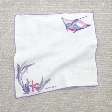 minihope美好的親子生活 - 有機棉雙層紗手帕28x28cm-鬼蝠魟 (藍紫)