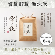 《 雪蔵貯蔵 無洗米 》 魚沼産コシヒカリ 「 雪と技 」 5kg (精米)×全6回