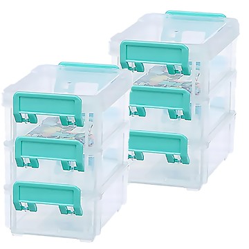 KEYWAY 聯府 高點連結盒 12.1 x 8.1 x 4.7cm 3個  透明色 + 湖水綠色  2組