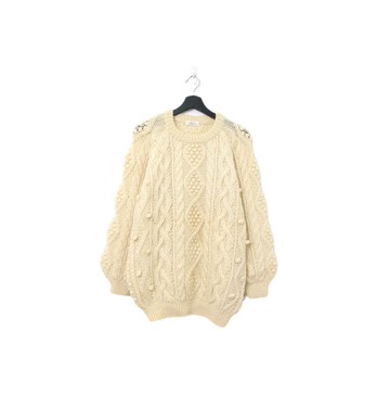 Back to Green-復古毛衣 半立體球 象牙白ws-38 vintage sweater